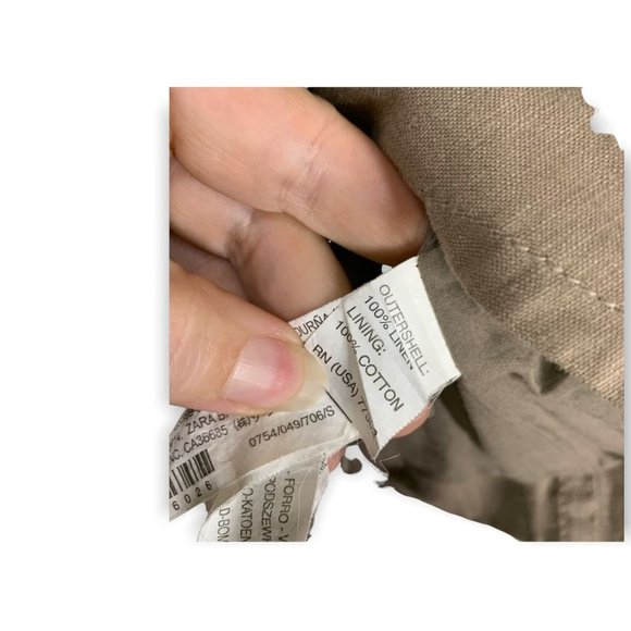 Zara Woman Khaki Linen Waist Tie Blazer Small - Picture 8 of 10